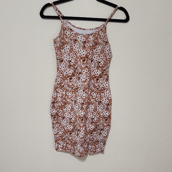 wild fable Dresses & Skirts - Brown and White Bodycon Sundress with Spaghetti Straps for Casual Wear